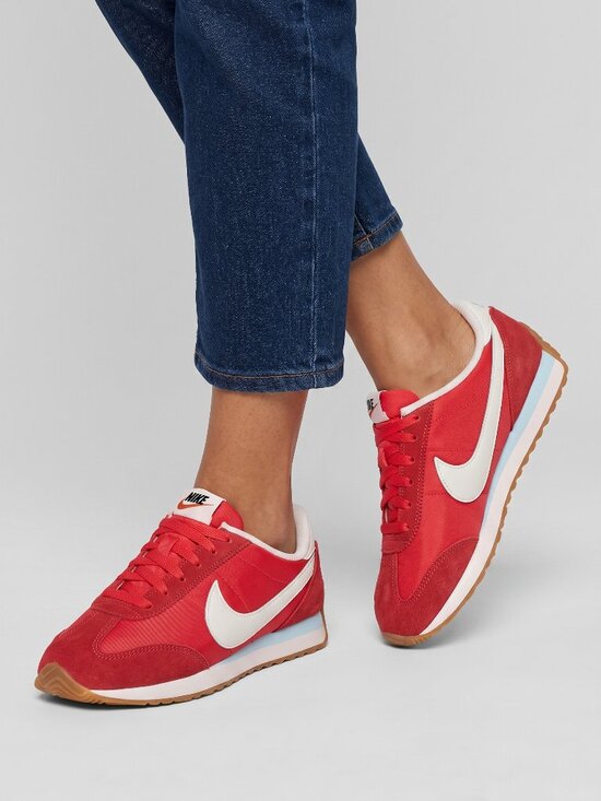 Nike Shoes - Nike Pacific Women's Red Leather Suede Sneakers Gum Sole Retro Running Shoes